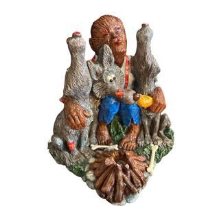 Vintage 1988 Wolfman Howling Wolves Ceramic Lamp Accents